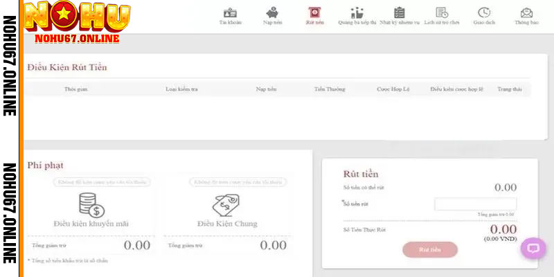 Hướng dẫn quy trình rút tiền Nohu67